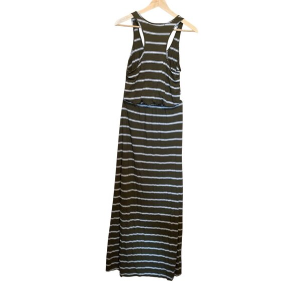 Micheal Stars Women’s Jersey Dress Maxi Striped Brown Off-White Razor Back OS - Picture 6 of 16